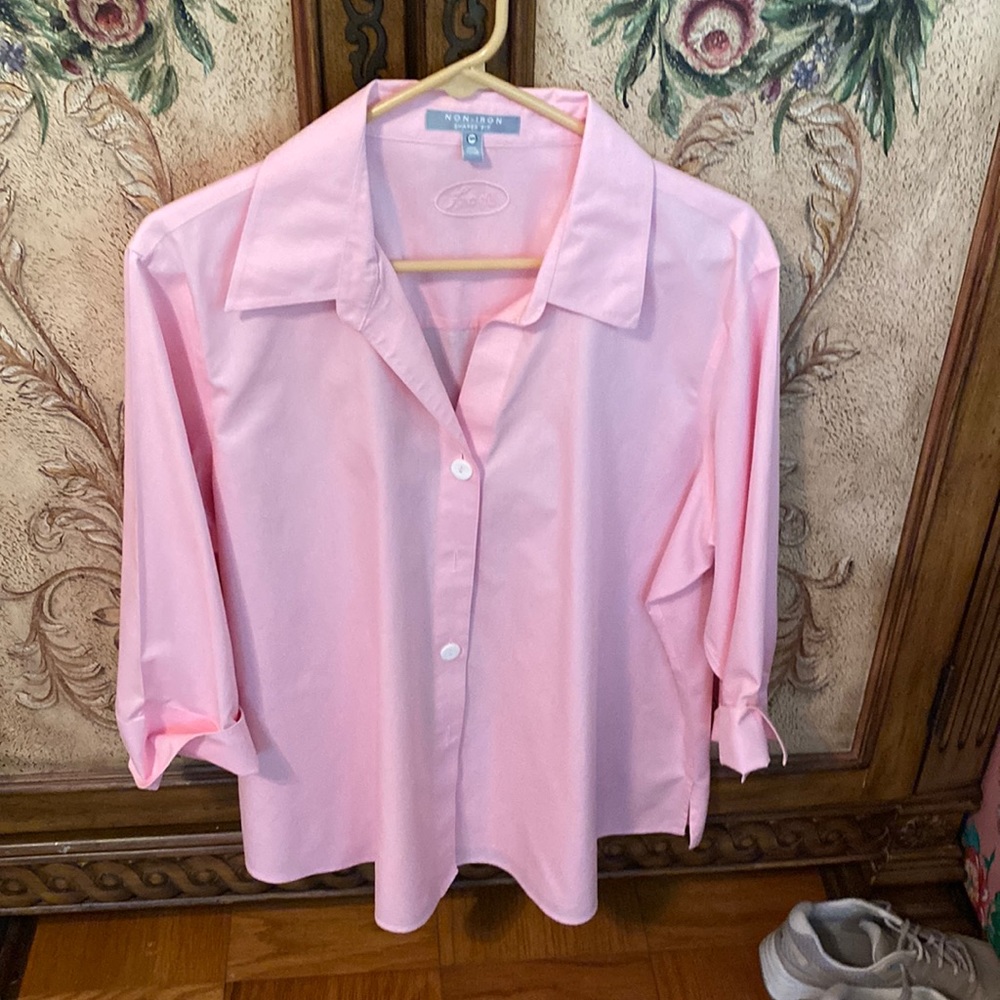 Foxcroft pink button up Long sleeve